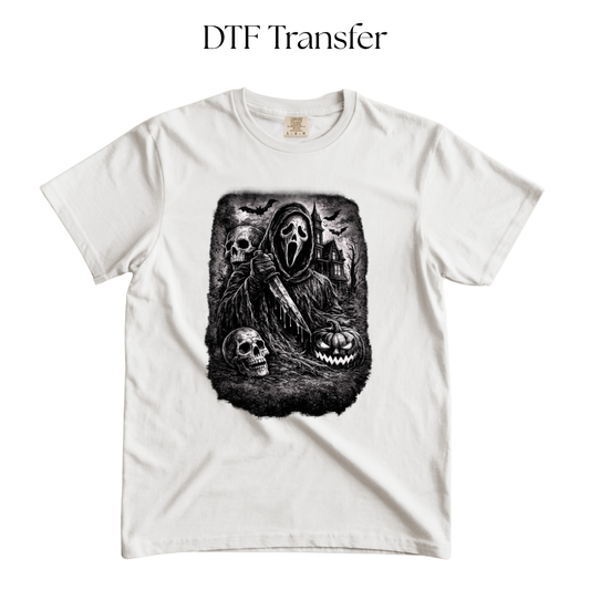 Scream Black White DTF Transfer