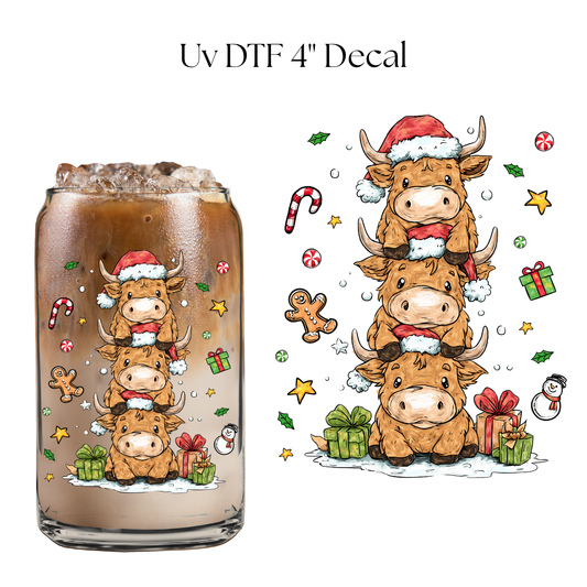 Christmas Cows 4” UV DTF Decal