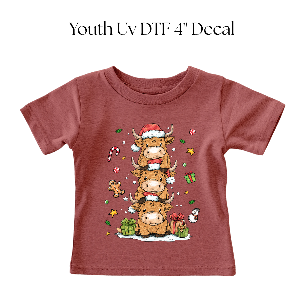 YOUTH Christmas Cows DTF Transfer