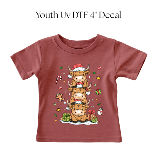 YOUTH Christmas Cows DTF Transfer