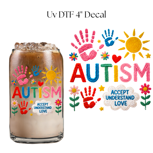 Autism Faux Knit 4” UV DTF Decal