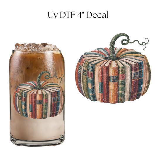 Book Pumpkin 4” UV DTF Decal