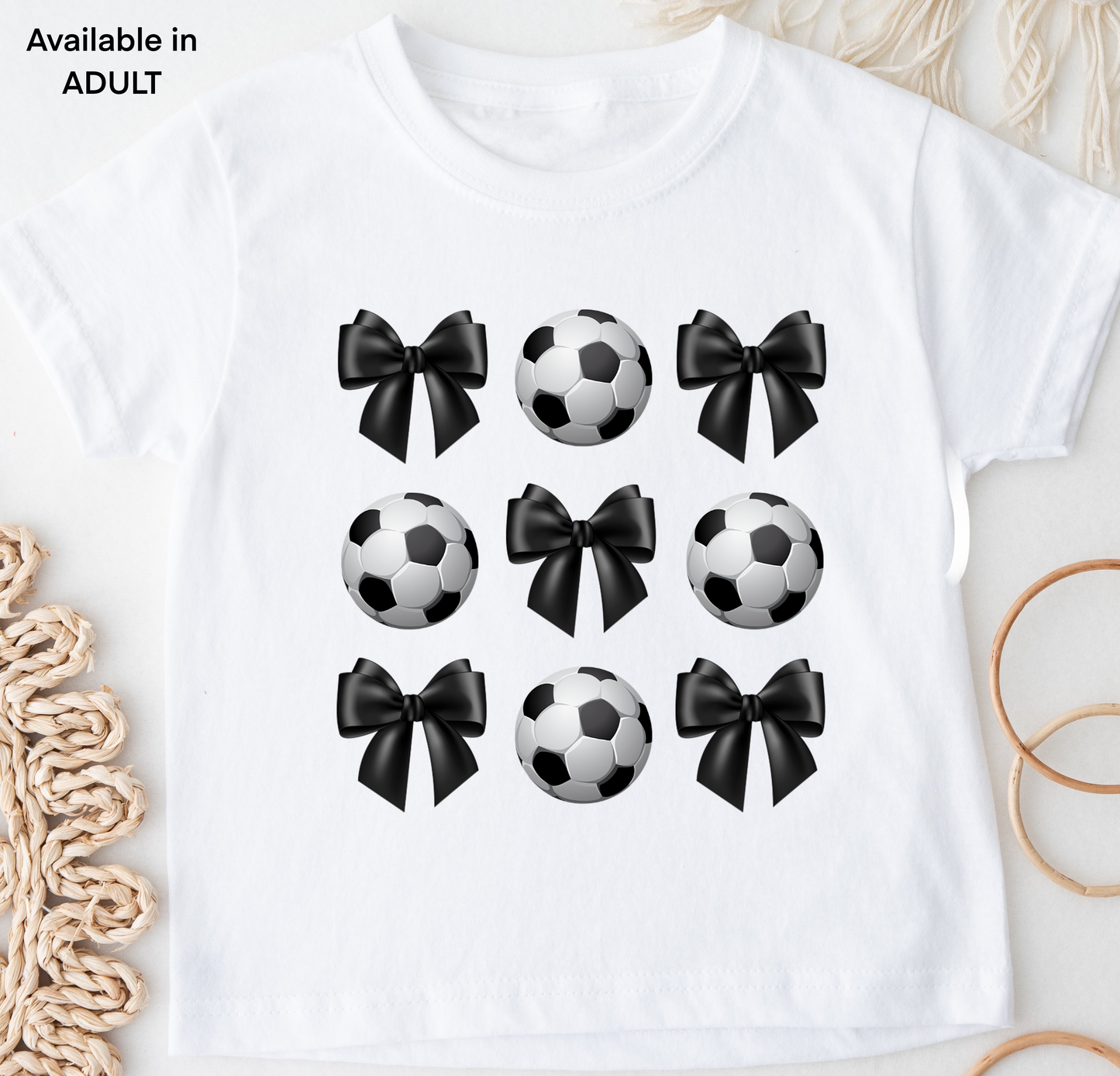 Black Bows & Soccer Balls YOUTH/ADULT DTF