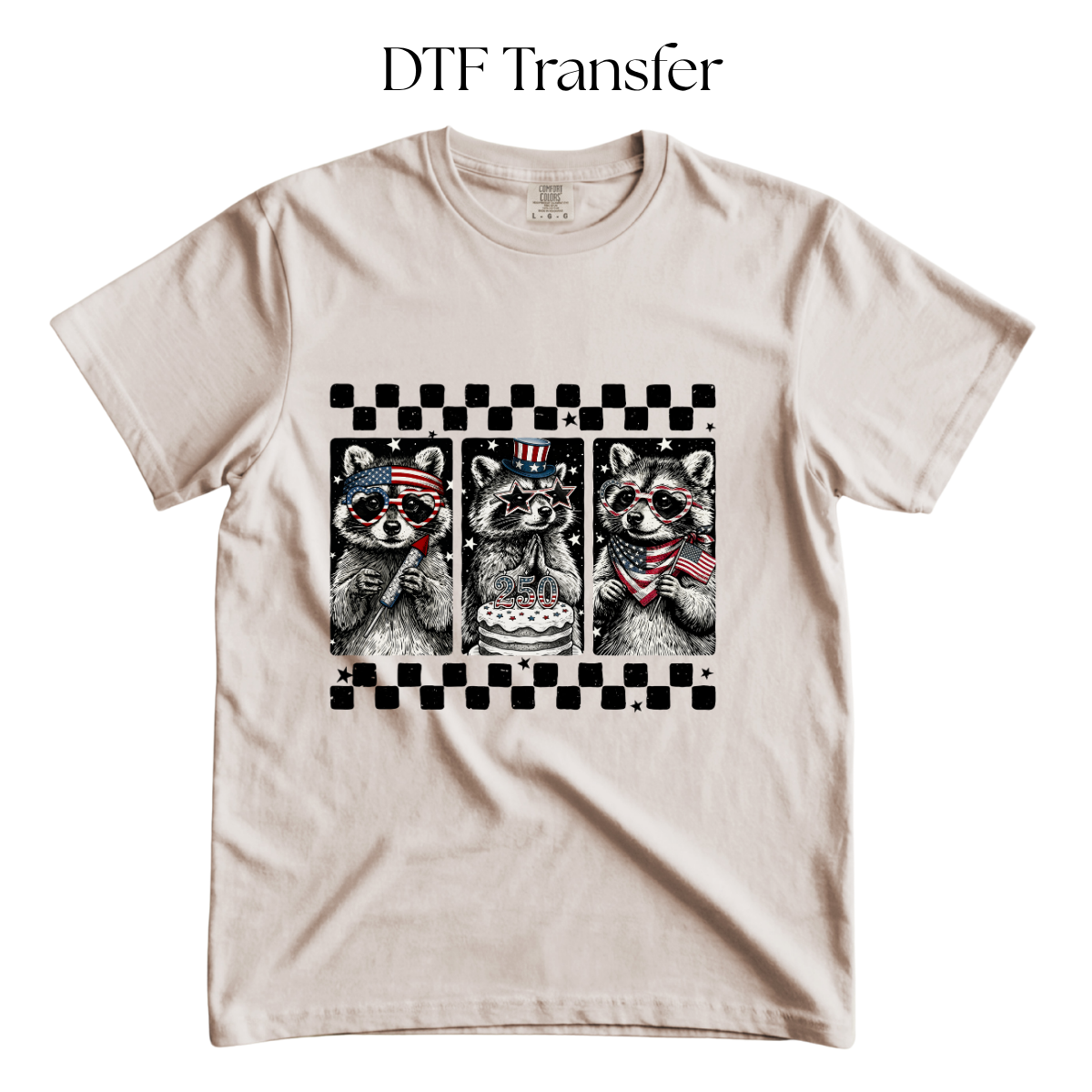 Patriotic Raccoon DTF Transfer