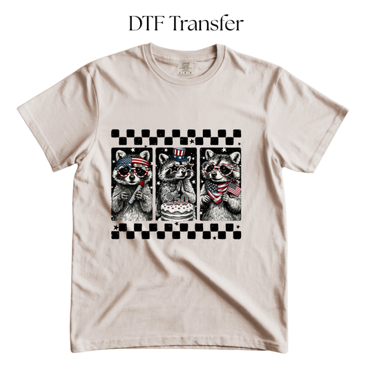 Patriotic Raccoon DTF Transfer