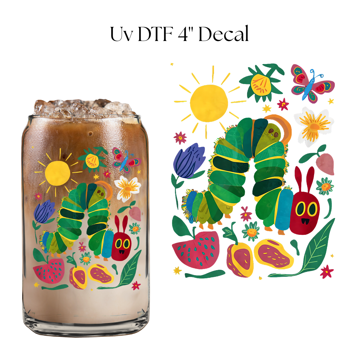 Spring Hungry Caterpillar 4” UV DTF Decal