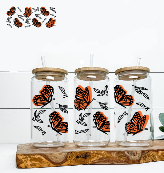 Orange Butterfly UV DTF DOUBLE SIDED