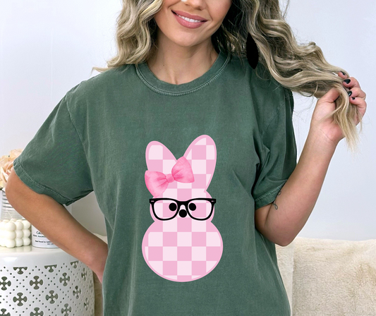 Pink Checkered Bunny DTF