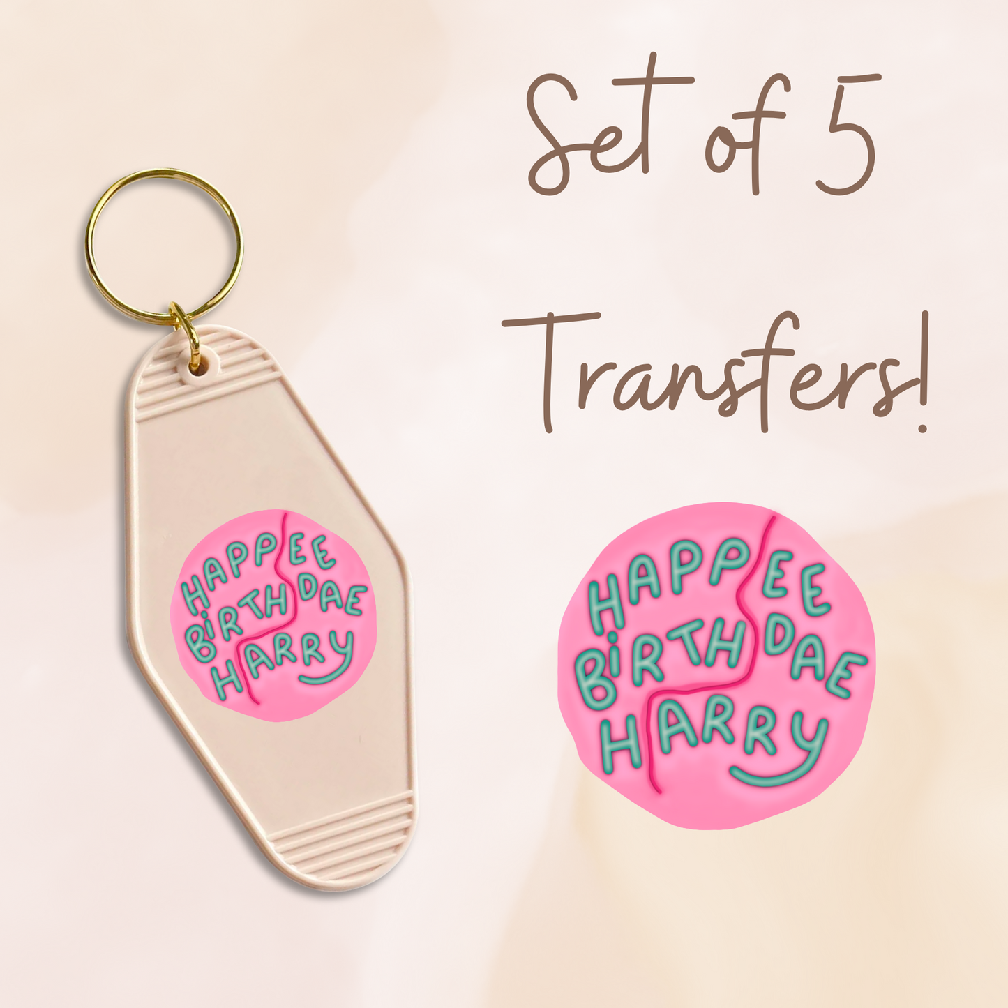 Happee Birthdae MOTEL KEYCHAIN Transfer