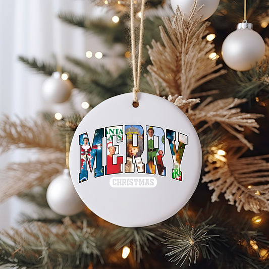 Merry Christmas Movies Ornament Size UV DTF DOUBLE SIDED