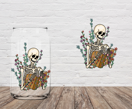 Skeleton Reading Book 4" UV DTF