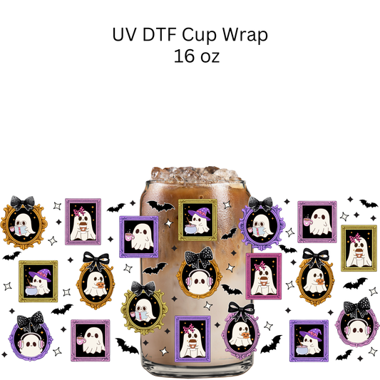 Purple and Pink Ghost Frames UV DTF Cup Wrap