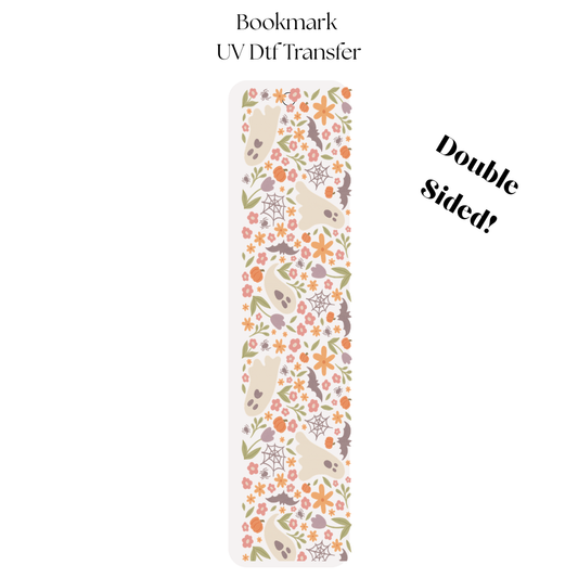 Ghosties Mauve Flowers UV DTF Bookmark Transfer