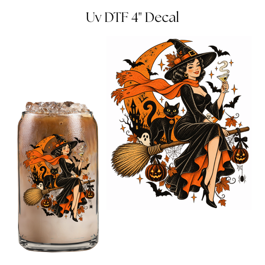 Witch and Black Cat 4” UV DTF Cup Decal