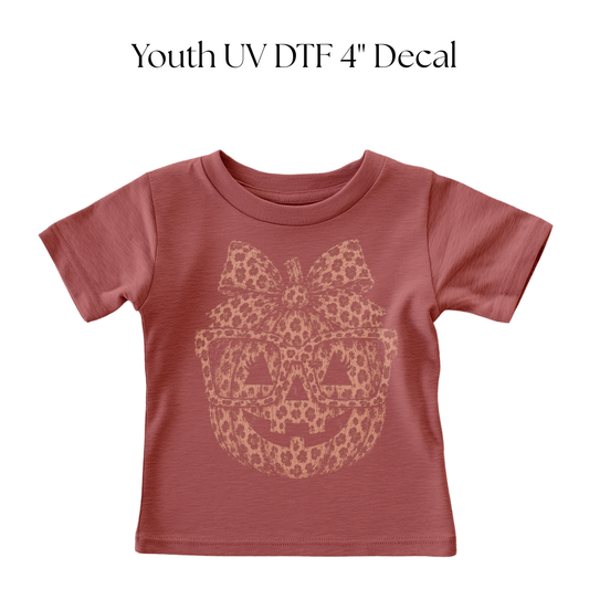 YOUTH Cheetah Print Pumpkin DTF Transfer (Press on Black)