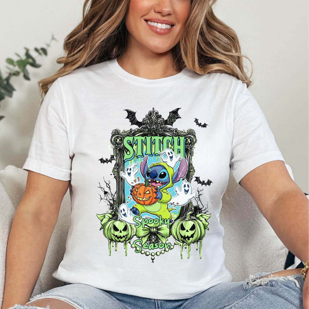 Blue Alien Spooky Season DTF TRANSFER