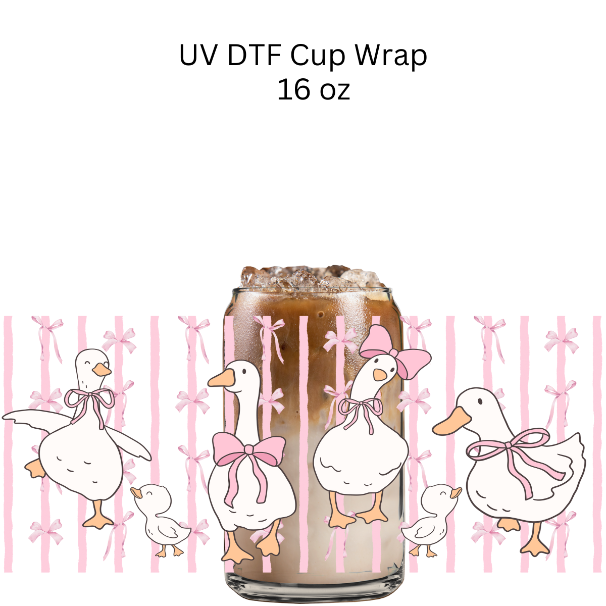 Pink Coquette Geese UV DTF Cup Wrap