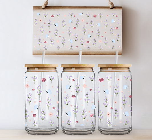 Small Flowers and Butterflies UV DTF Cup Wrap