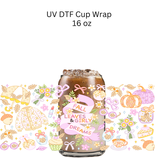 Fall Leaves and Girly Leaves UV DTF Cup Wrap