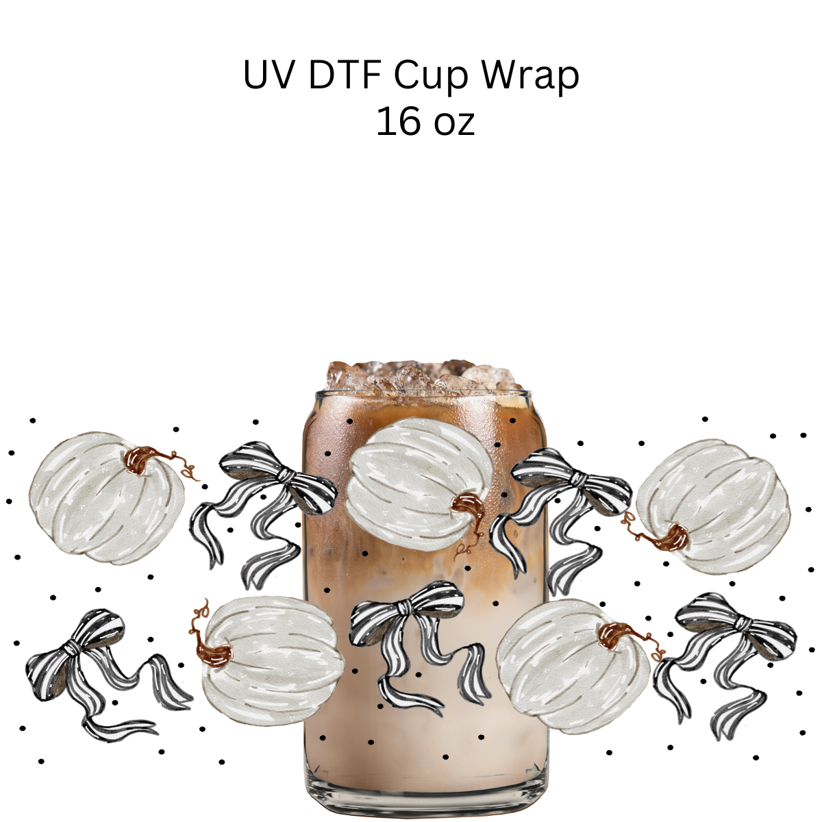 Gray Pumpkins and Bows UV DTF Cup Wrap