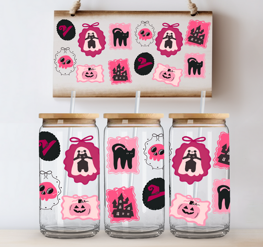 Pink Halloween Frames UV DTF Cup Wrap