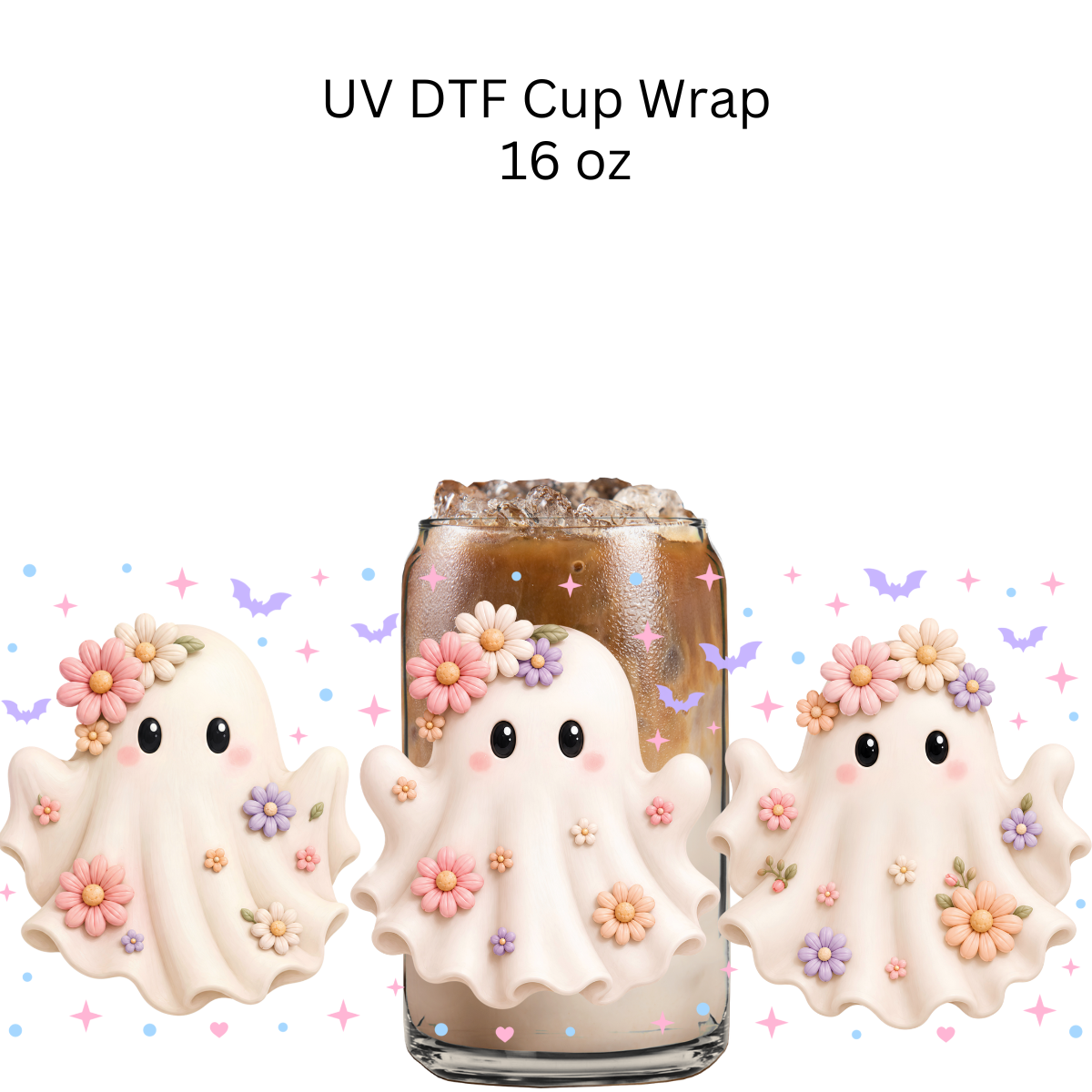 Cute Flower Ghosts UV DTF Cup Wrap