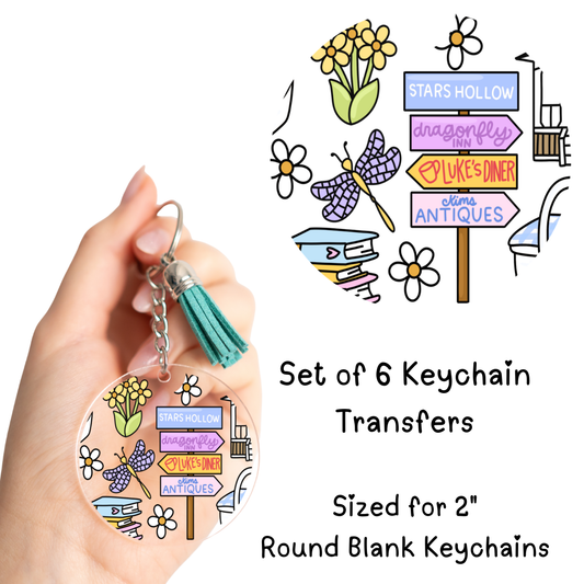 Stars Sign Round Keychain Transfer