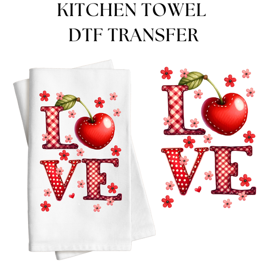 Love Gingham Towel DTF Transfer