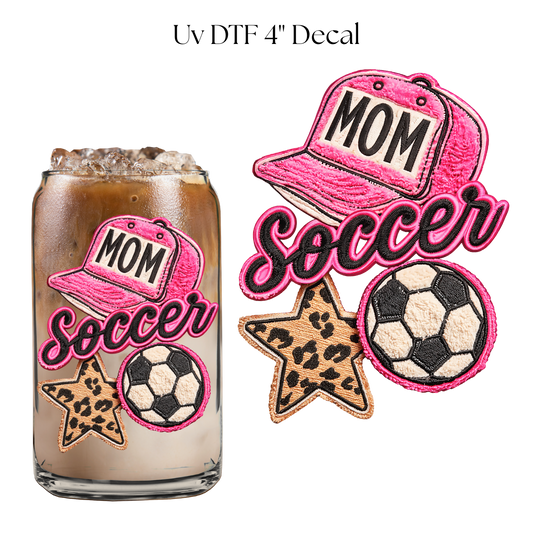 Pink Soccer Faux Knit 4” UV DTF Decal