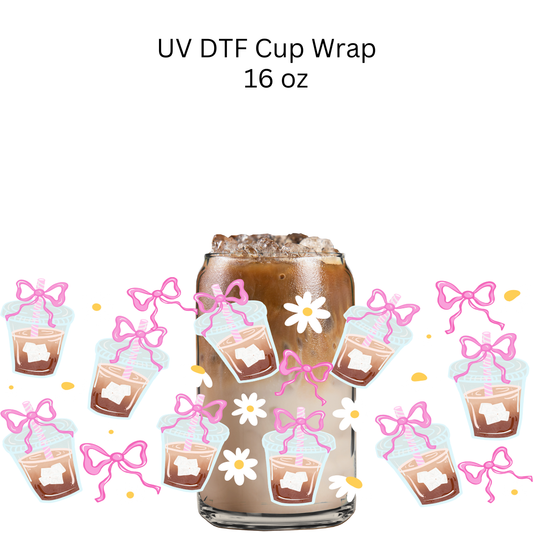 Iced Coffee Bows UV DTF Cup Wrap