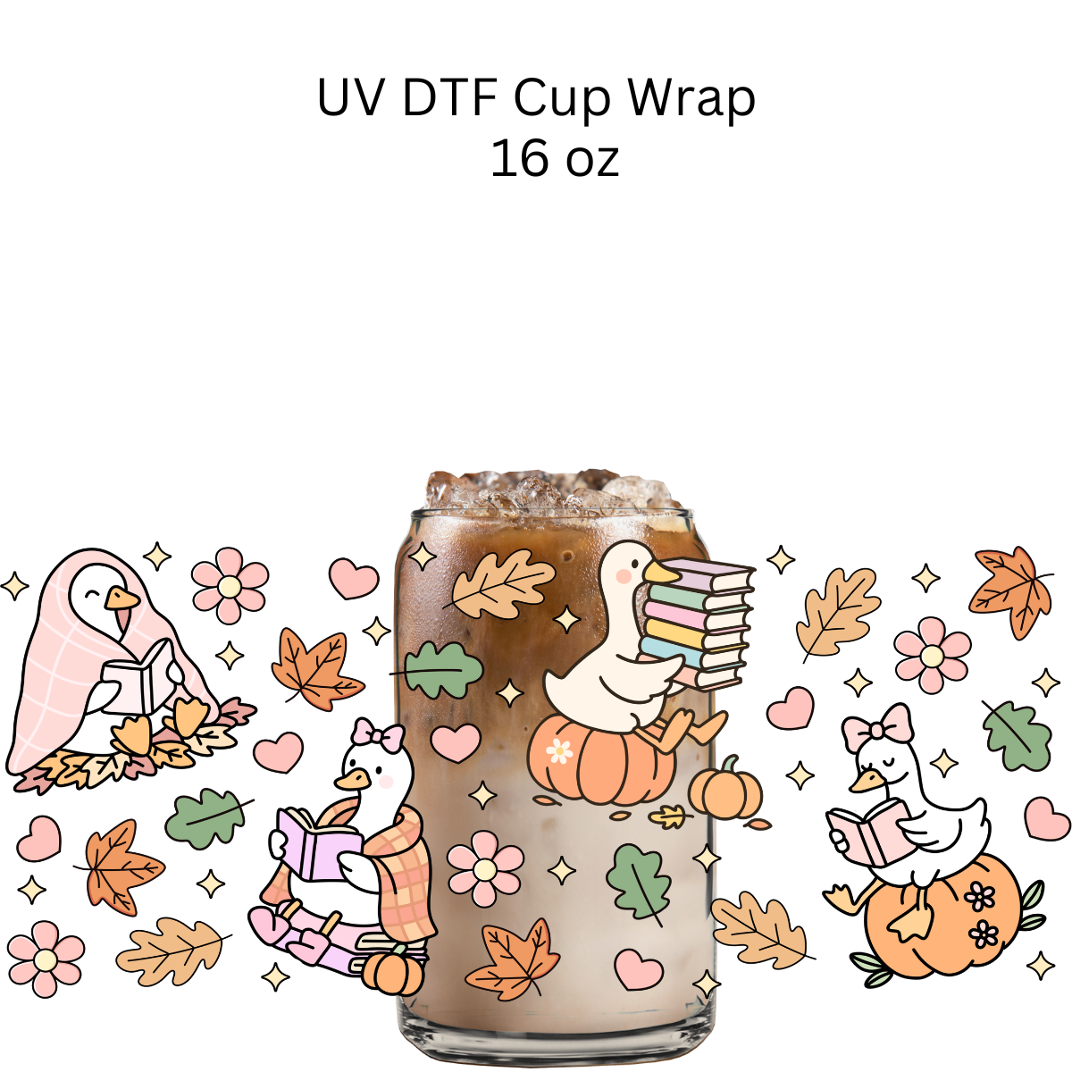 Fall Goose Reading UV DTF Cup Wrap