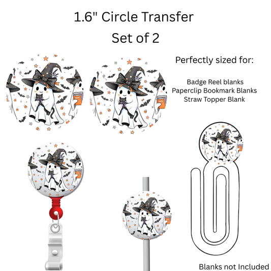 4 Halloween Ghost 1.6” UV DTF Transfer Set of 2