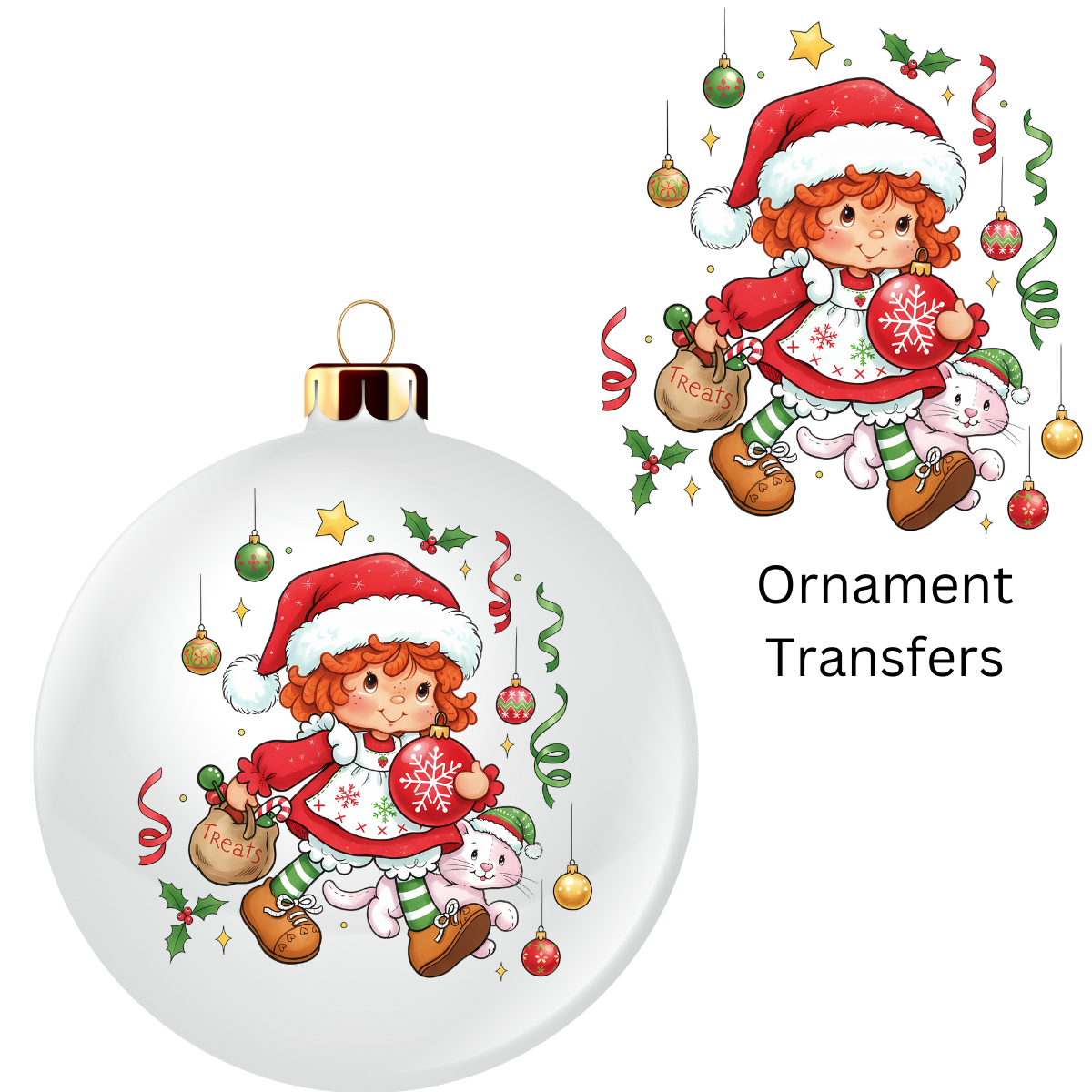 Christmas Strawberry Girl Ornament UV DTF