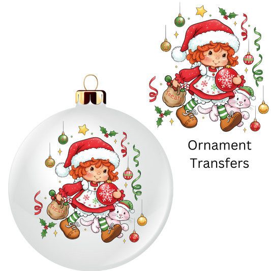 Christmas Strawberry Girl Ornament UV DTF