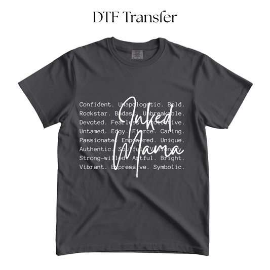 Inked MAMA List White Single Color DTF Transfer