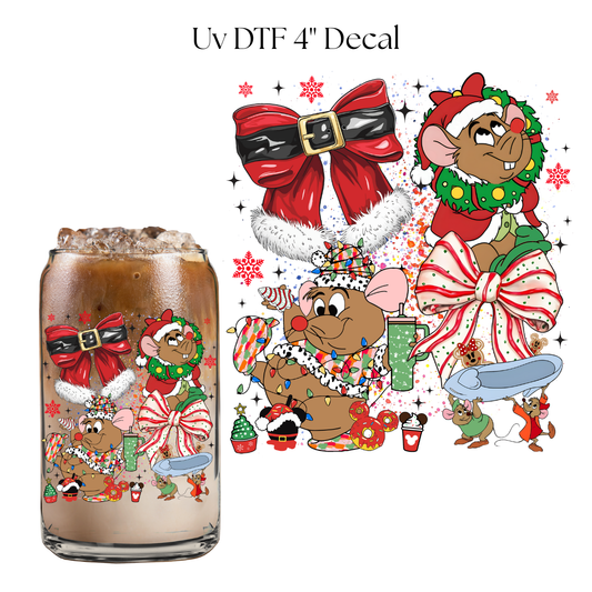 Christmas Mouse 4” UV DTF Decal