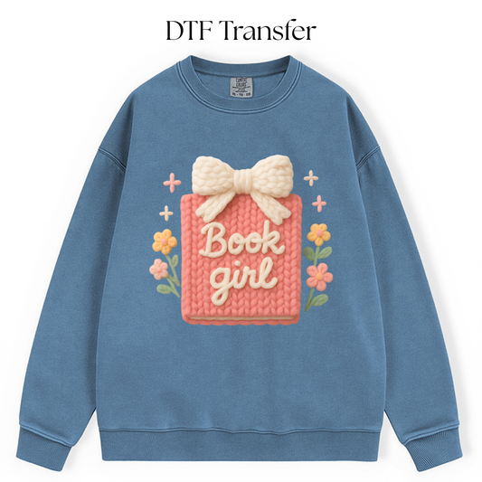 Book Girl Faux Yarn DTF Transfer