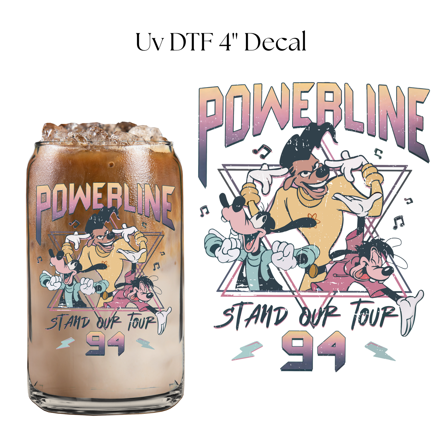 Distressed Power 4” UV DTF Cup Decal