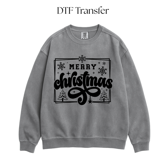 Merry Christmas Black Single Color DTF Transfer