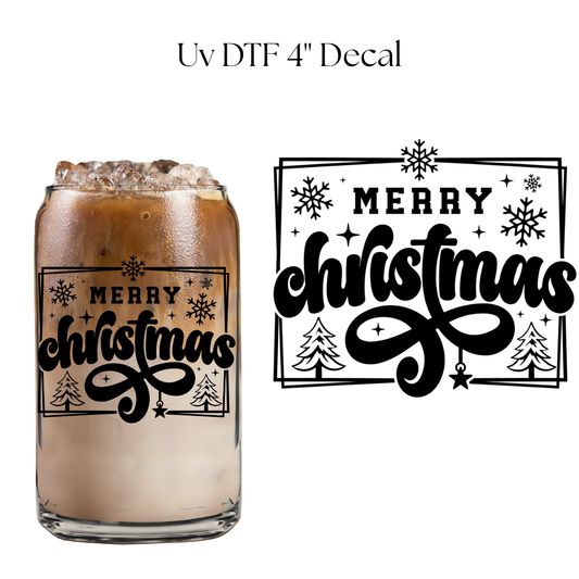 Merry Christmas Black 4” UV DTF Decal