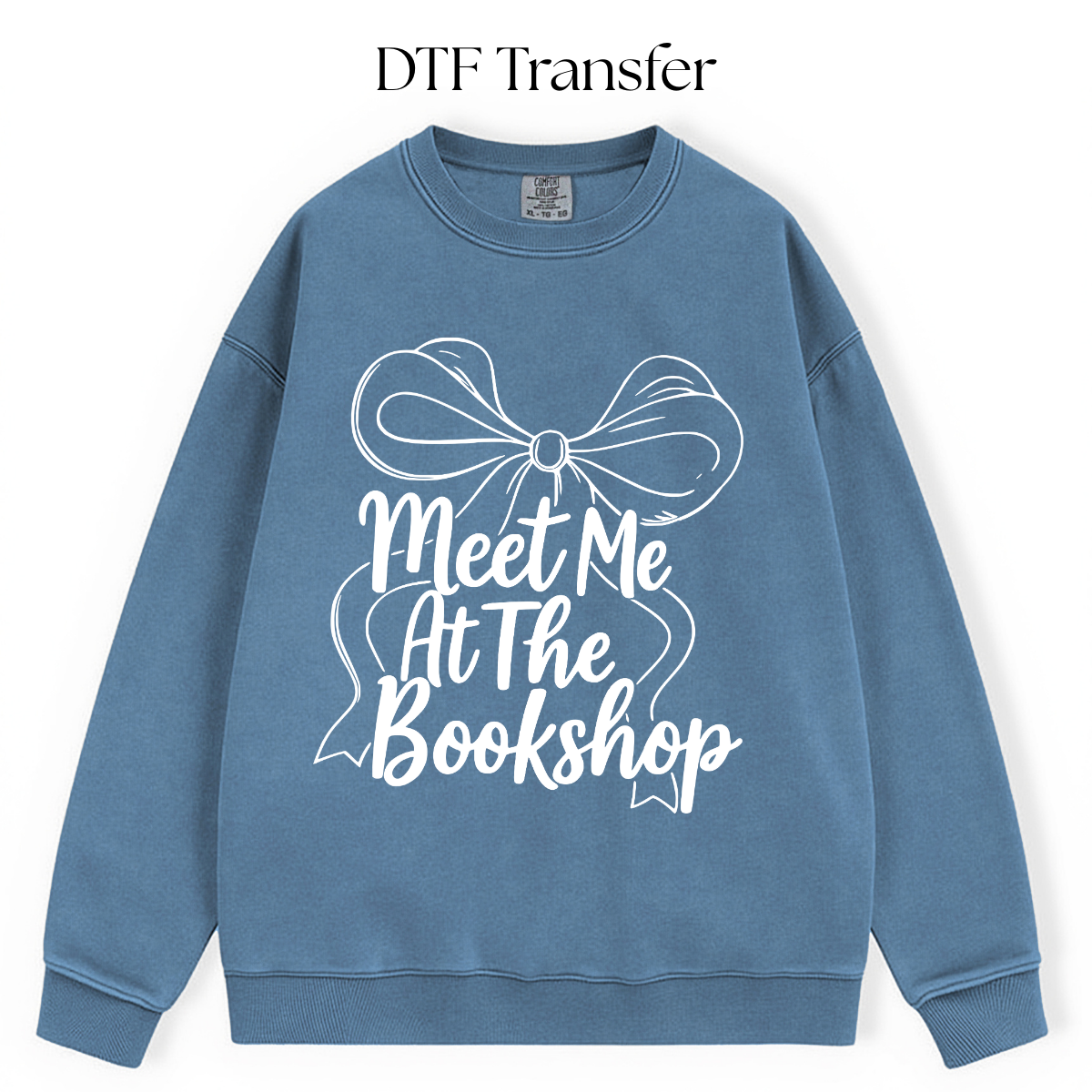 Meet Me at the Bookshop Bow White Single Color DTF Transfer