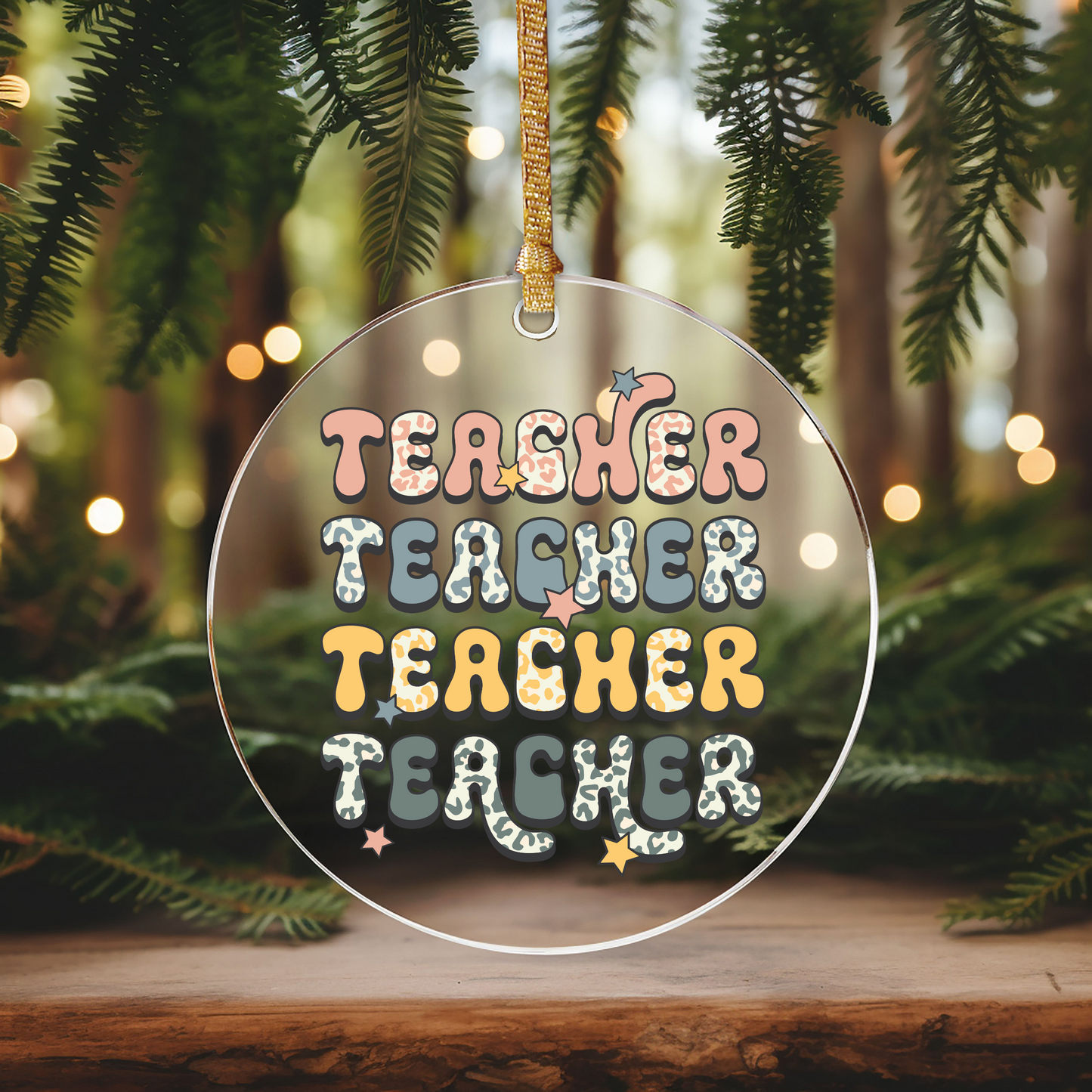 Teacher x4 Ornament Size UV DTF DOUBLE SIDED