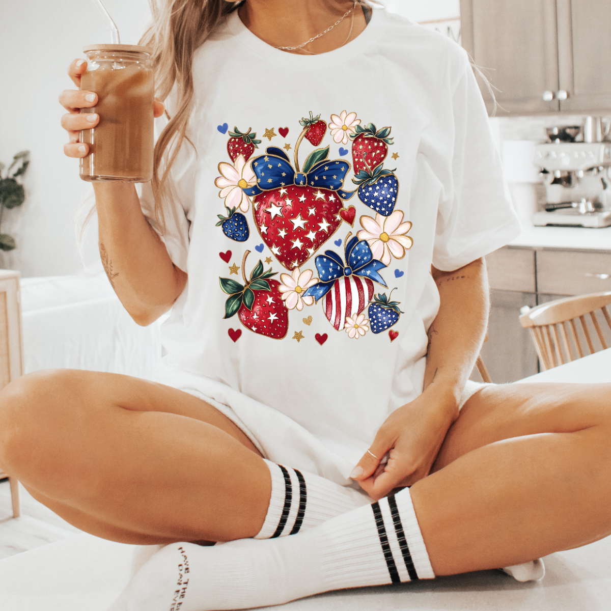 Patriotic Strawberries Dtf Transfer (PRINT TO ORDER)