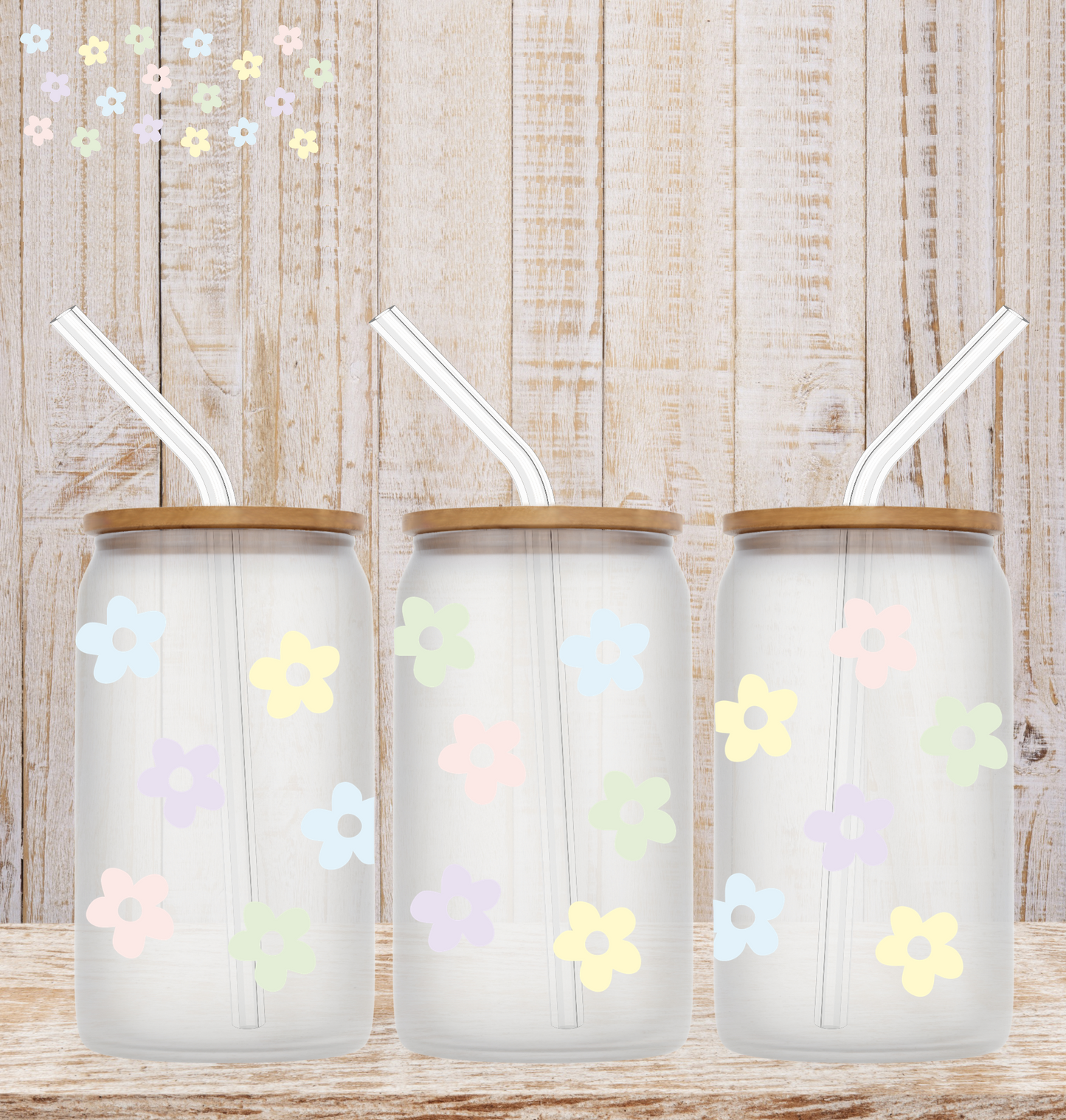 Pastel Flowers 16oz UV DTF