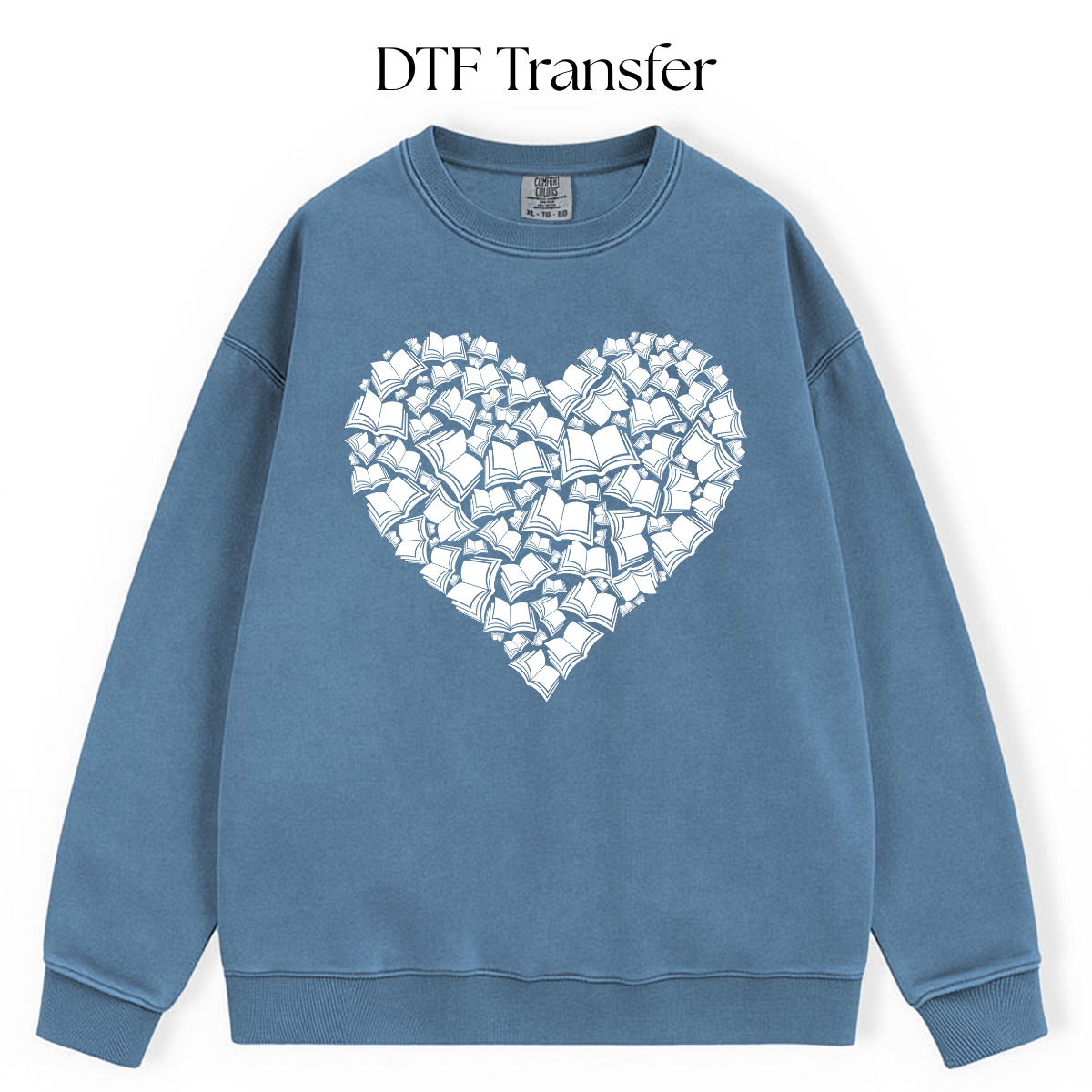 White Books Heart Single Color DTF Transfer