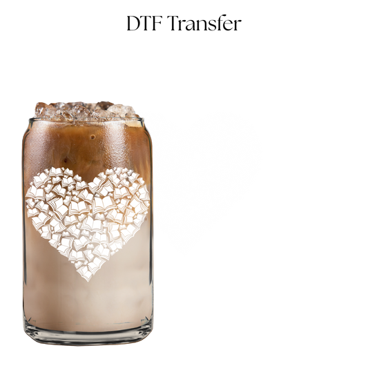 White Books Heart 4” UV DTF Decal