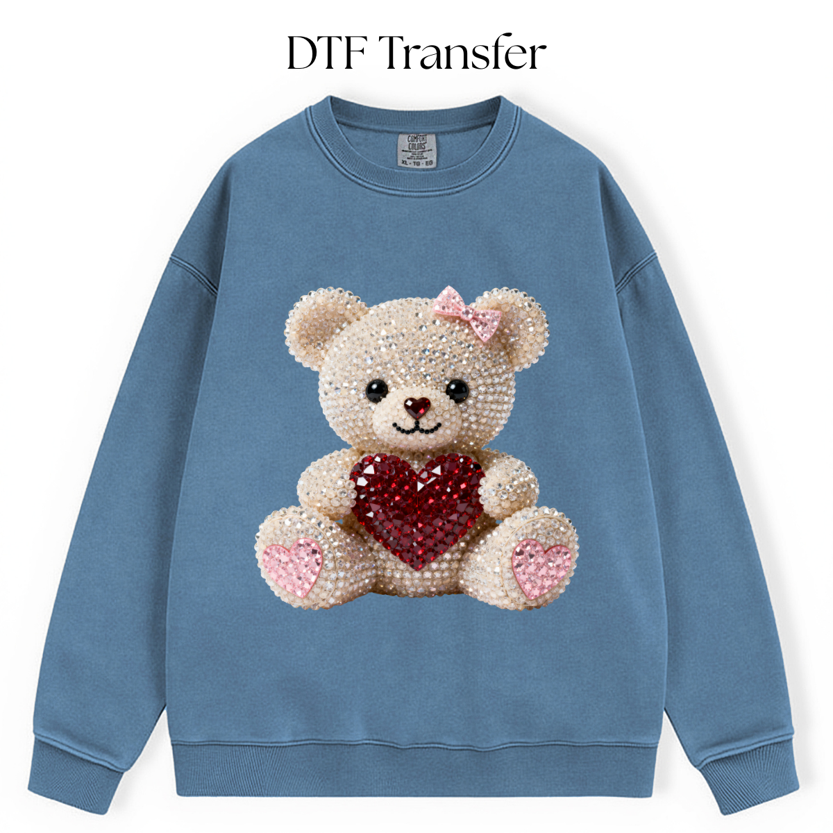 Rhinestone White Bear DTF Transfer