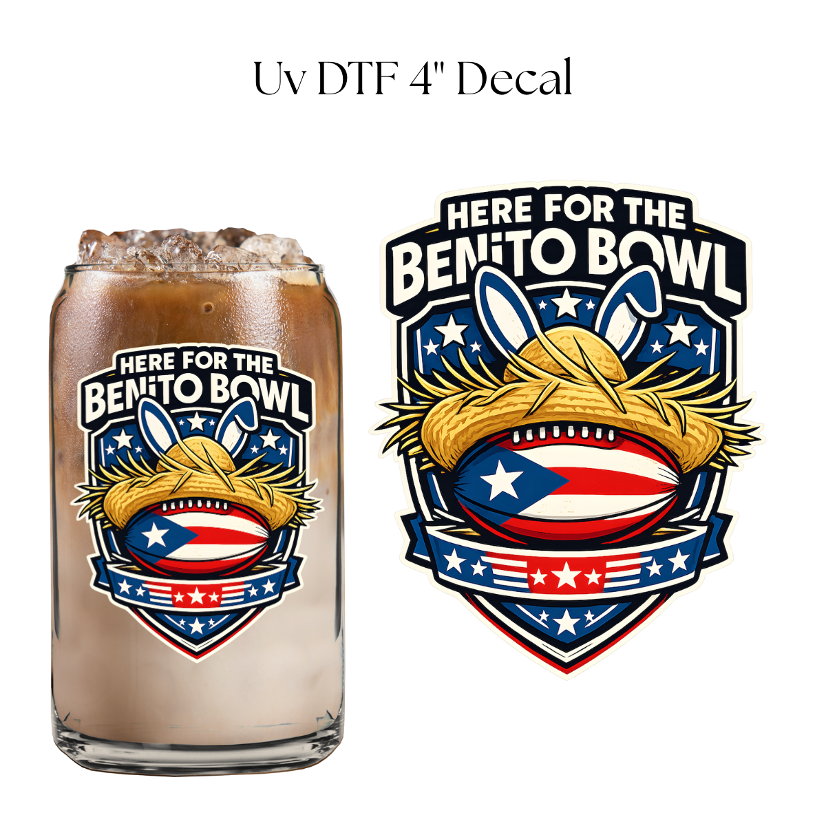 Here For The Bunny Bowl 4” UV DTF Decal