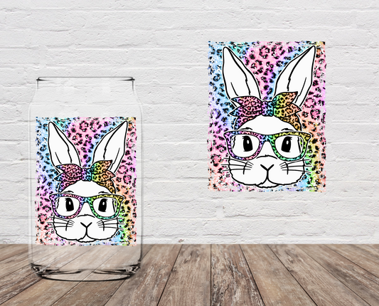 White Bunny Colorful Cheetah 4" UV DTF