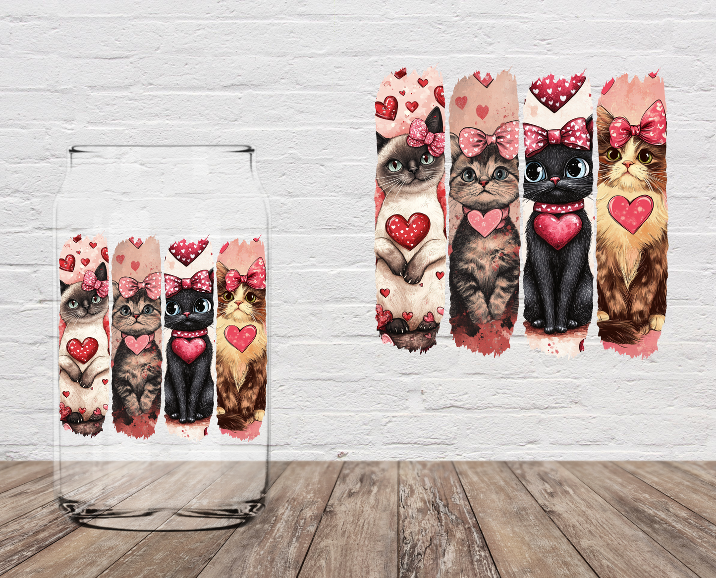 4x Cats Valentine 4" UV DTF